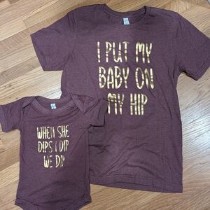 Bella Canvas Maroon and Gold Tee And Onesie